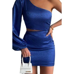 Runaway Monrow Cutout One Sleeve Mini Dress Royal Blue Size XL NWT